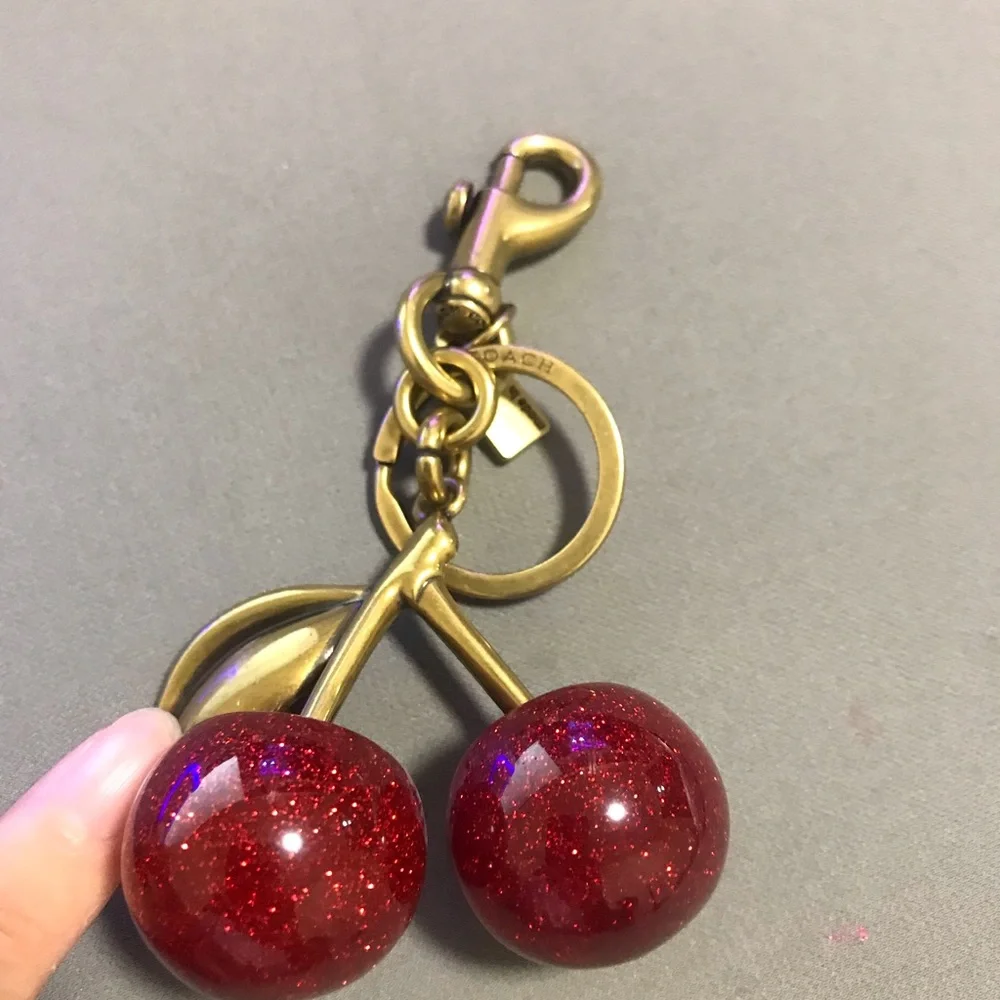 Coach Red Glitter Cherry Key Fob